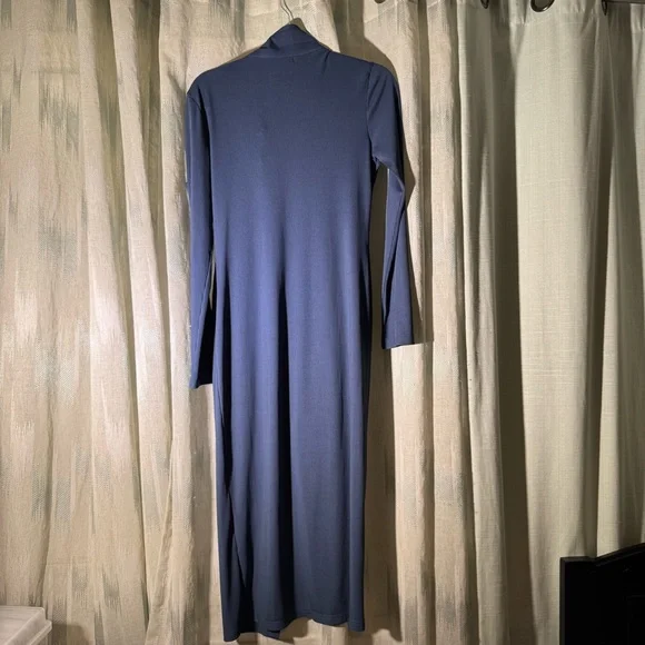 NWOT Blue Ribbed Button-Down Dress - Picture 4 of 7